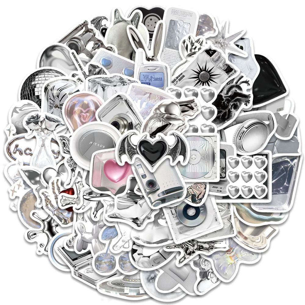 10/30/66pcs Black White Cool Art Stickers Ins Style Elegance Graffiti Decal for Skateboard Book Laptop Cartoon Aesthetic Sticker