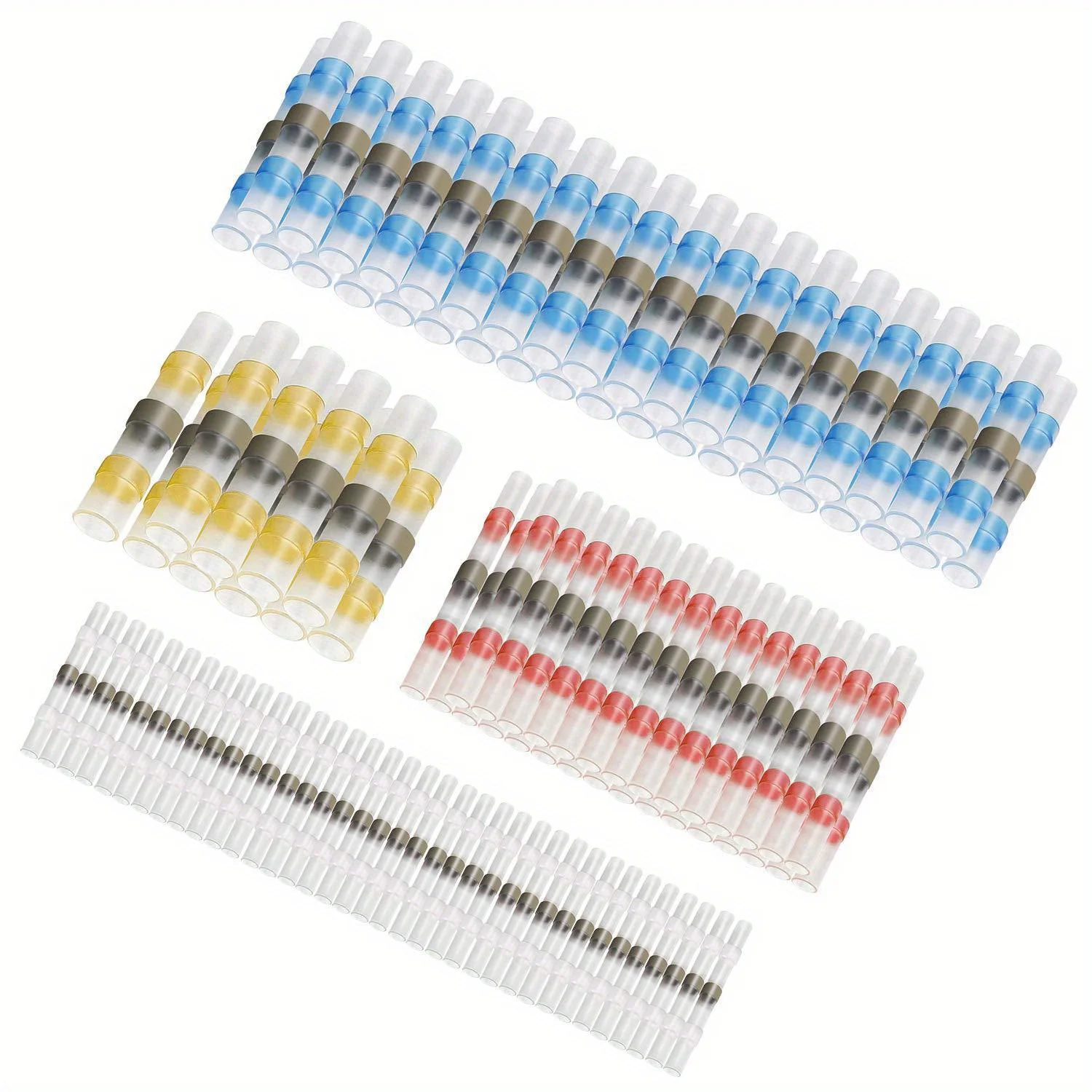 50PCS Solder Seal Wire Connectors, Butt Connectors Heat Shrink Electrical Insulated Marine Waterproof Wire Terminals