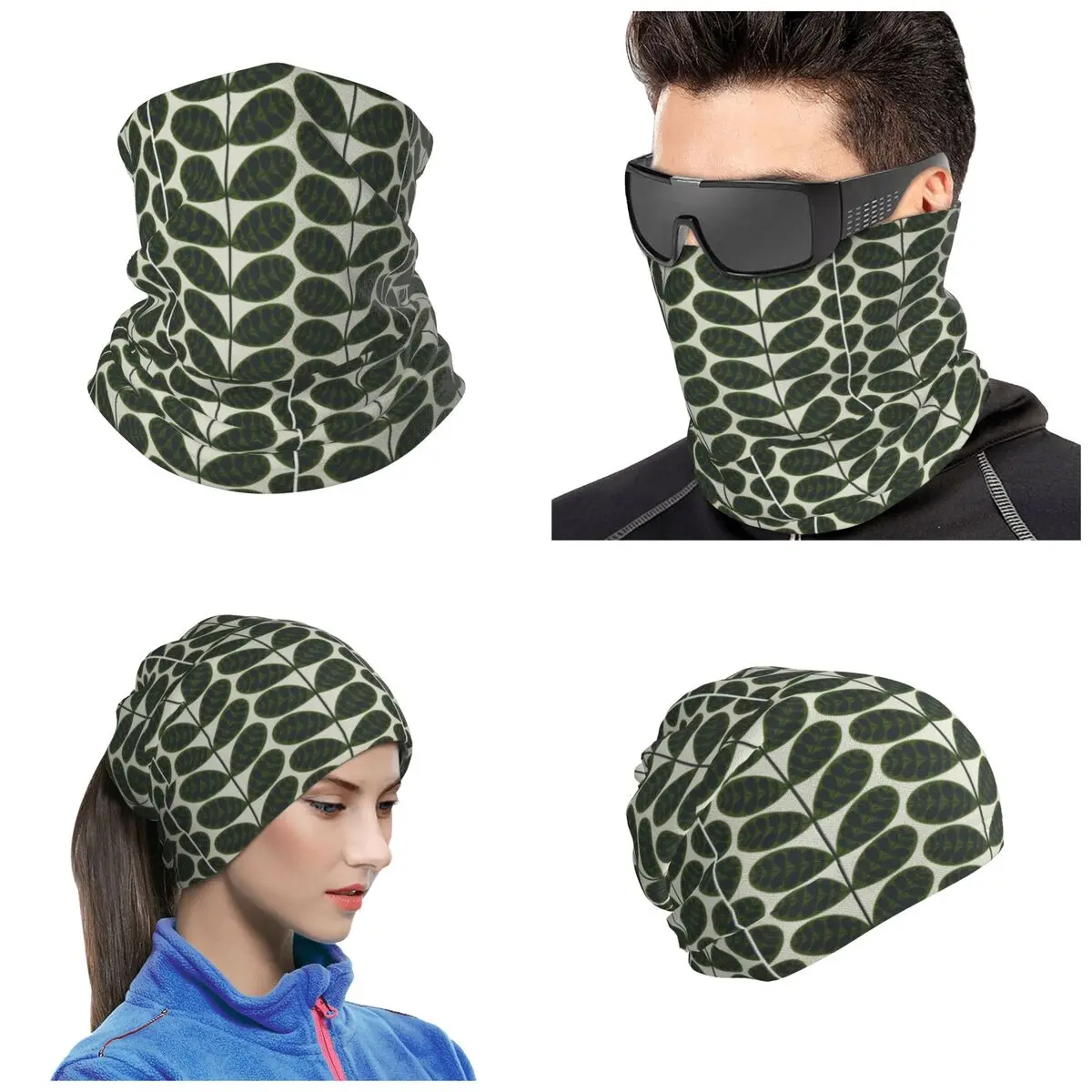 Orla Kiely Botanica Green Bandana Neck Cover Printed Wrap Scarf Hiking Fishing Face Mask Unisex Adult Windproof