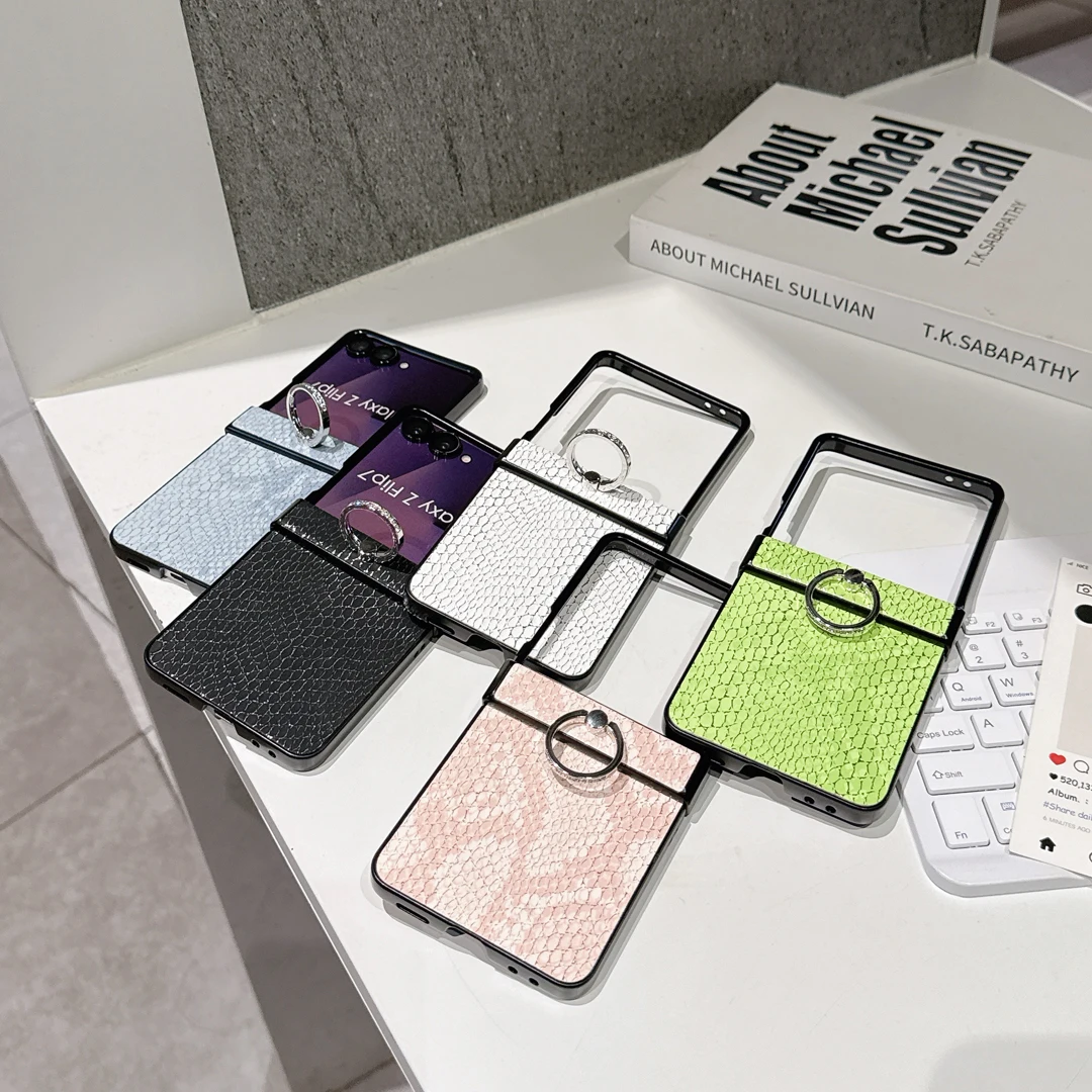 

Luxury Snake Patterned Leather Case For Samsung Galaxy Z Flip7 Flip5 Flip6 Cover Z Flip4 Z Flip 5 Z Flip 6 Z Flip 7 Ring Stand
