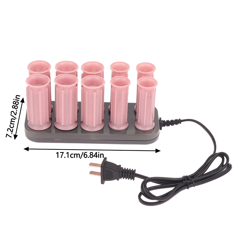 10PCS DIY Bangs Roller Electric Hair Curlers Curling Cylinder Heats Up Quickly And Stably For Young Girl Women Gift