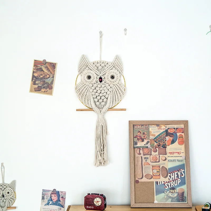 Nordic Ins Bohemian Homestay Decorative Wall Hanging Owl Finished Hand-woven High-grade Jewelry