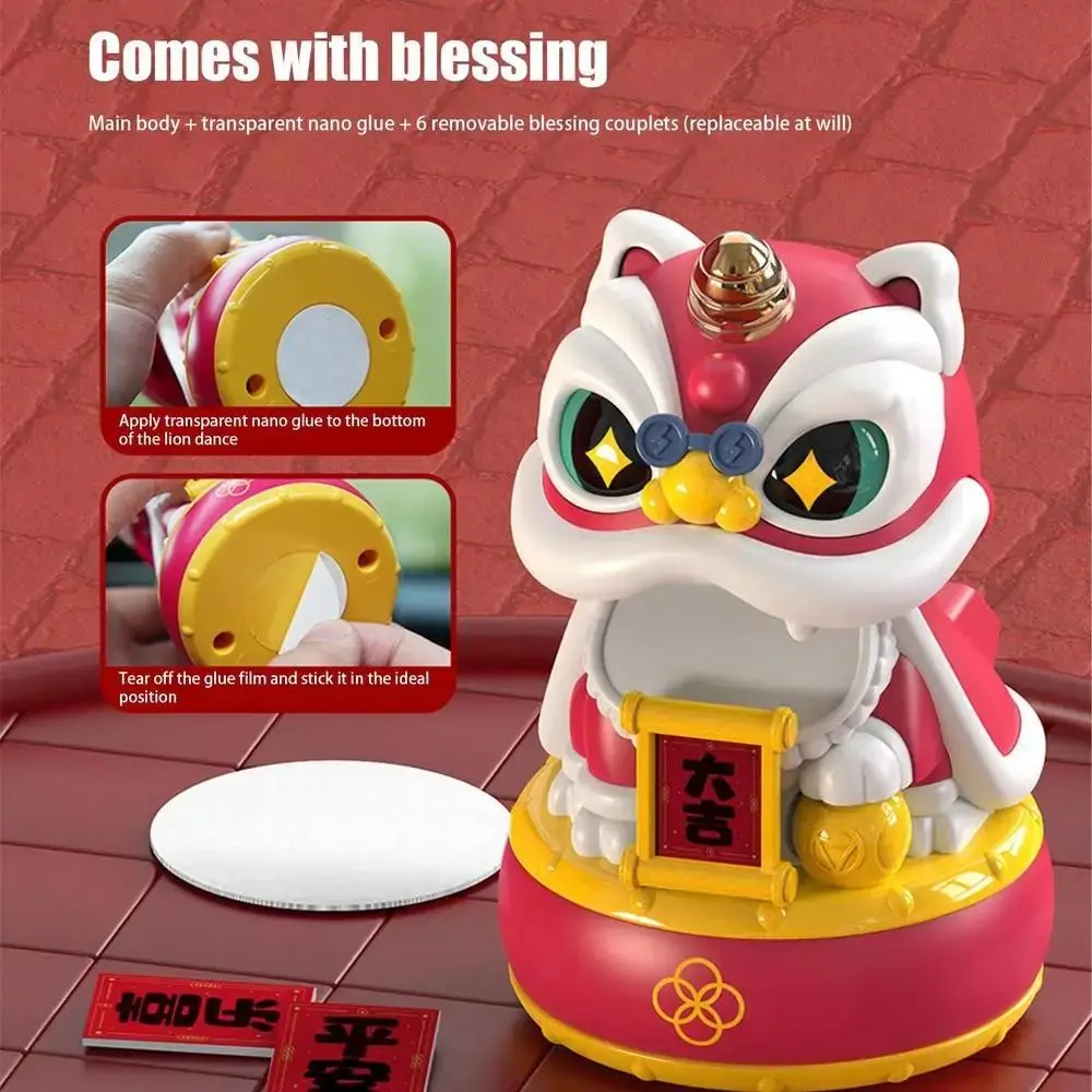 Automatic Nodding Head Solar Powered Dancing Lion Lucky Lion Figurine Attracting Wealth Desktop Wake Lion Statue DIY Greetings
