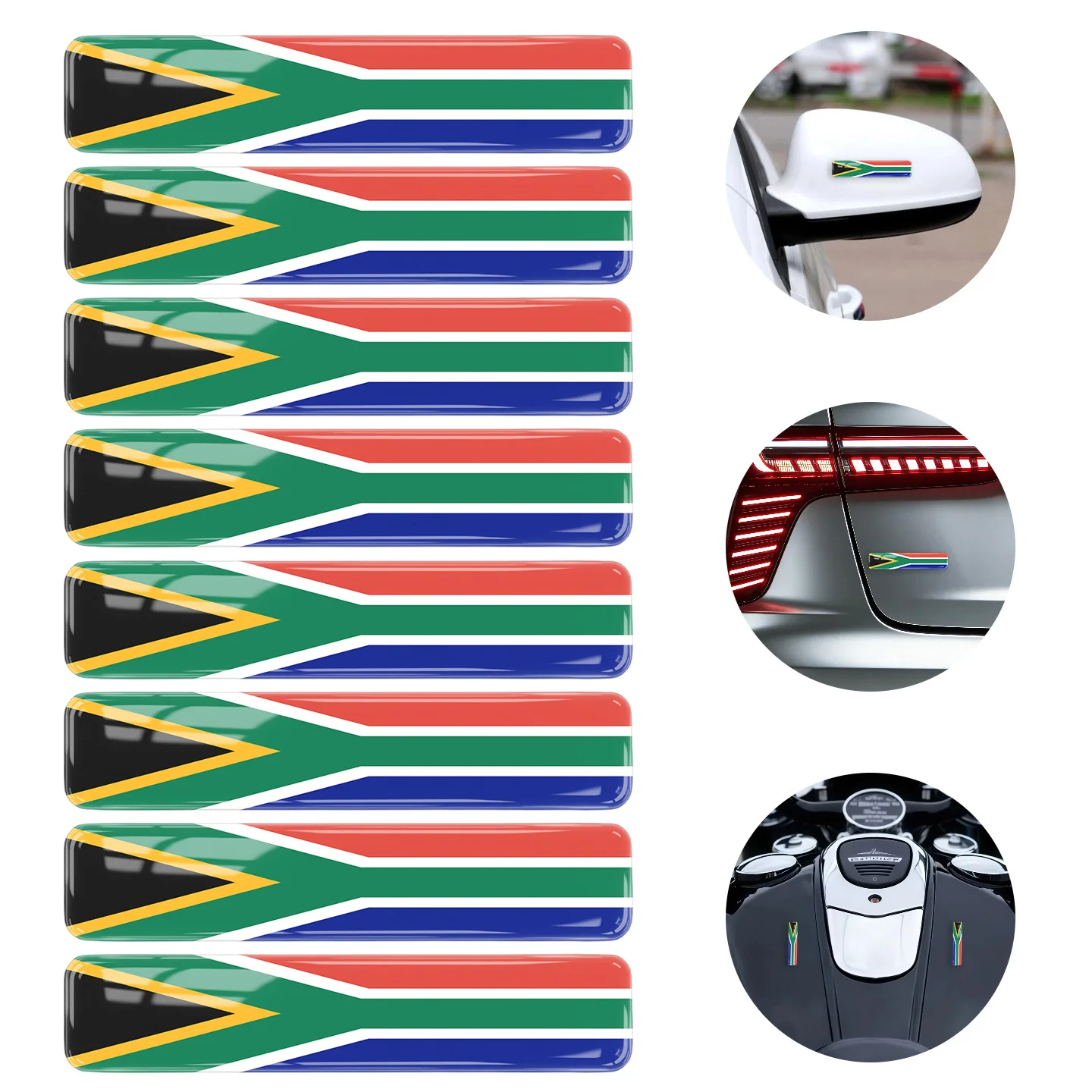 8pcs South Africa Flag Car Decals 3D Gel Epoxy Stickers, Waterproof Auto Emblem Badge for Cars Trucks Motorcycles Laptop