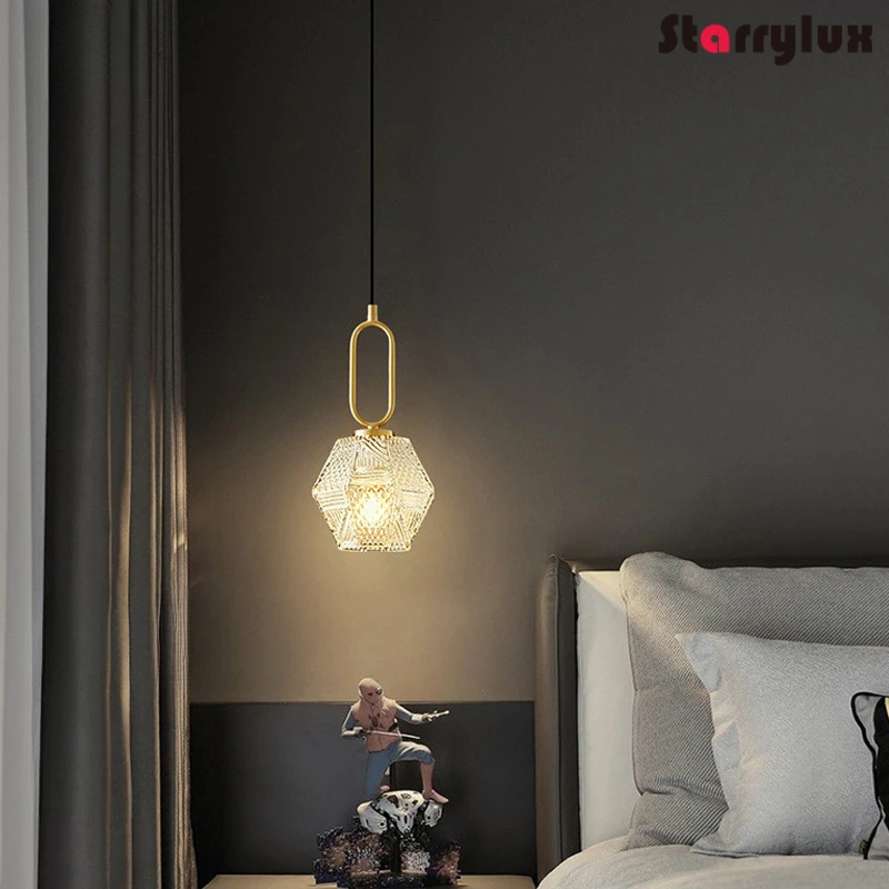 Luxury Glass Mini Pendant Light Modern Minimalist Dining Bar Bedroom LED Clear Glass Ball Lamp