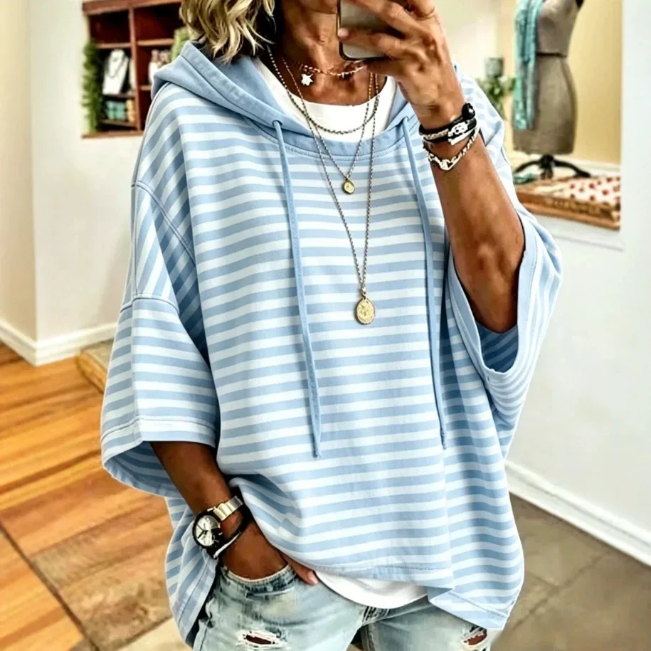Women's 2026 New Loose Random Strip Hooded. Sweatshirt With Three-quarter Keys Wedding Dress Lace Bandage Vestidos Maxi