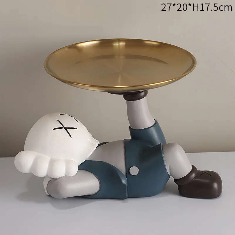 

Уникальная статуя мрачного медведя большого размера из смолы с подносом, украшение для украшения дома, поделка из смолы Power Bruin для подарка