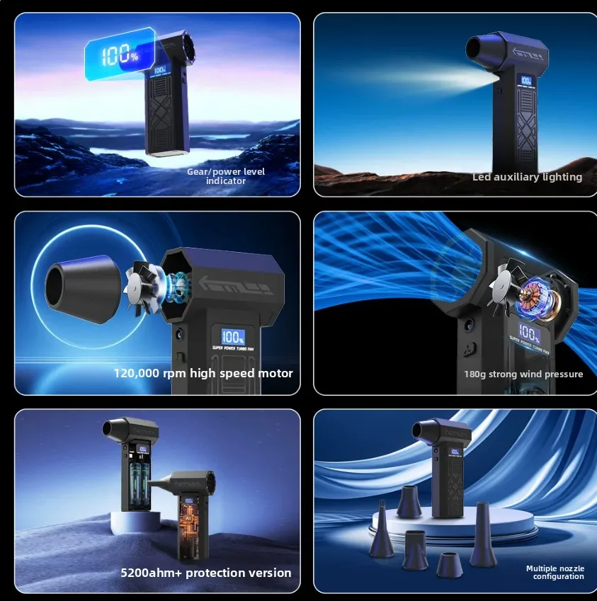 New Violent Turbo Fan 130000RPM Brushless Handheld High Speed Dust Blower 4 Speeds for Outdoor Clean
