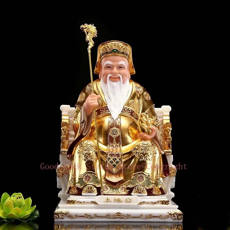 

large # Southeast Asia high grade jade CAI SHEN YE God of Wealth TU DI GONG GOD buddha statue gilding statue Family protection