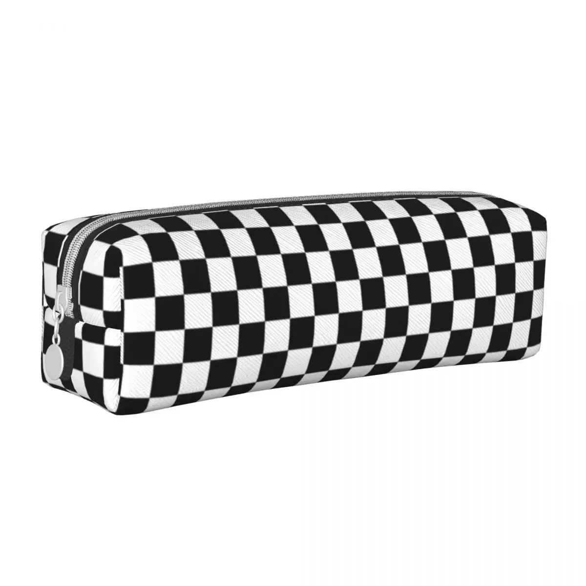 Checkered Flag Motor Sport Black White Pencil Case Pencilcases Pen Box for Student Large Bags Students School Zipper Stationery