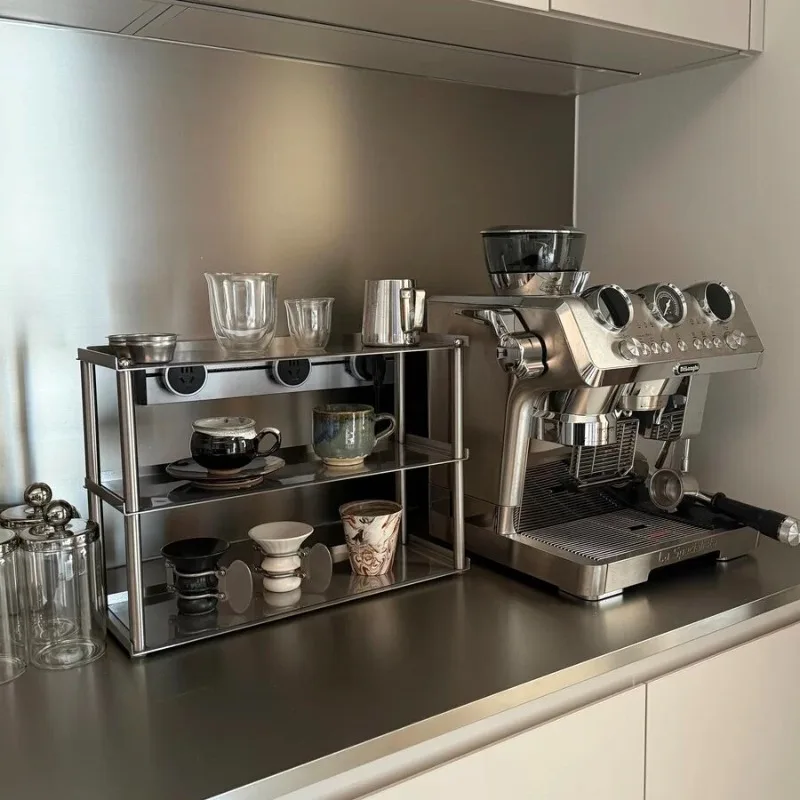 

Countertop Cup Storage Display Rack ins Minimalist Stainless Steel Desktop Bathroom