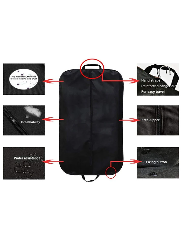 Black Suit Cover (60 * 100cm) Non-Woven Suit Zipper Bag Clothing Dust Cover -1 Piece