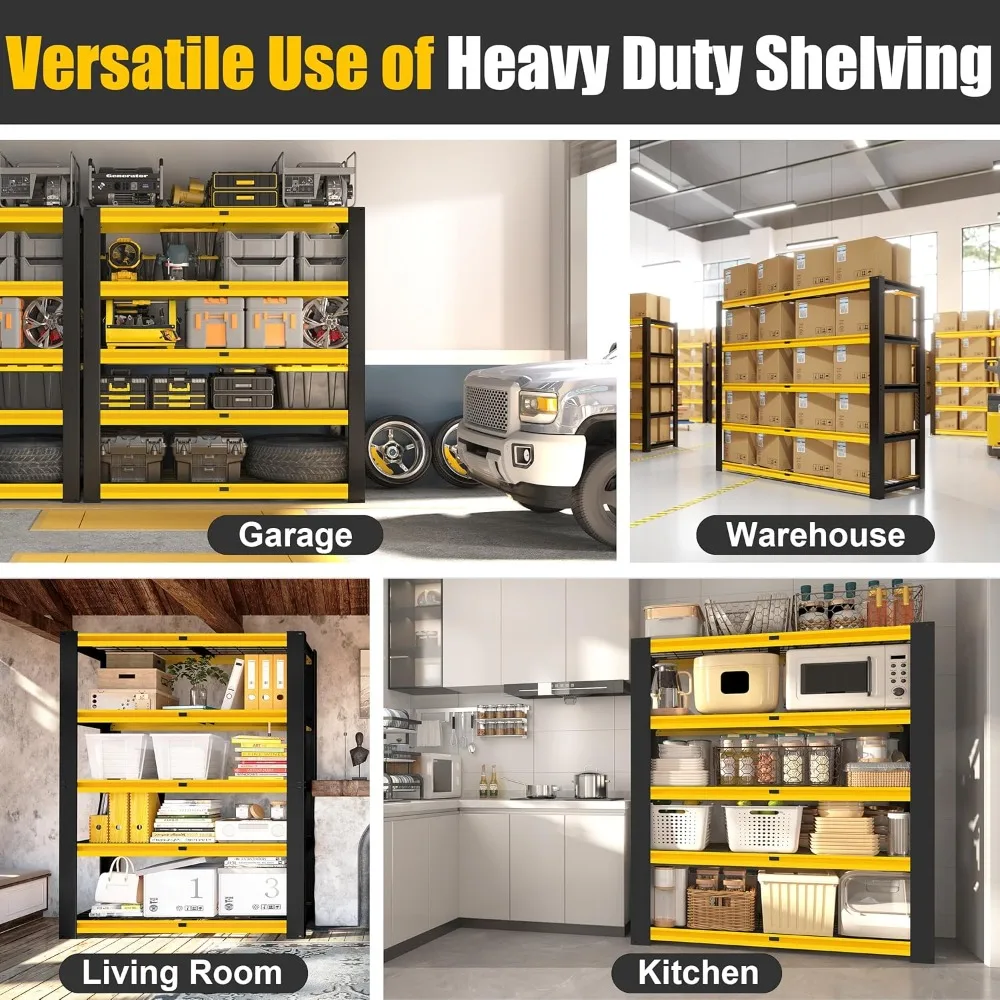 Heavy Duty Storage Shelves  Adjustable Garage Wire Shelving Unit, 5 Tier Industrial Metal Shelf Standing Utility