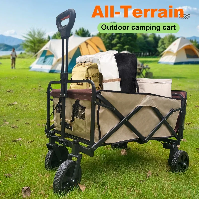 IP54 Outdoor Beach Trolley Cart 2000 mAh Battery Multipurpose Collapsible Folding Garden Wagon Portable Electric Camping Wagon