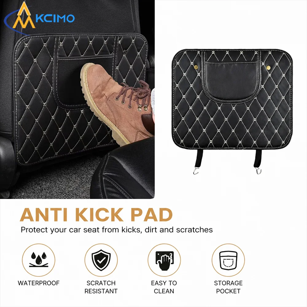 Short Size PU Leather Seat Back Guard Pad, Stain-Proof Anti-Scratch Auto Kick Protector, Durable Rear Seat Organizer Accessory