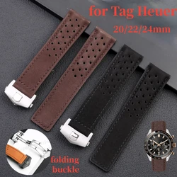 20 22 24mm Cowhide Leather Bracelet for TAG HEUER CARRERA Monaco Series Frosted Genuine Leather Watchband Wristbelt Brown Band