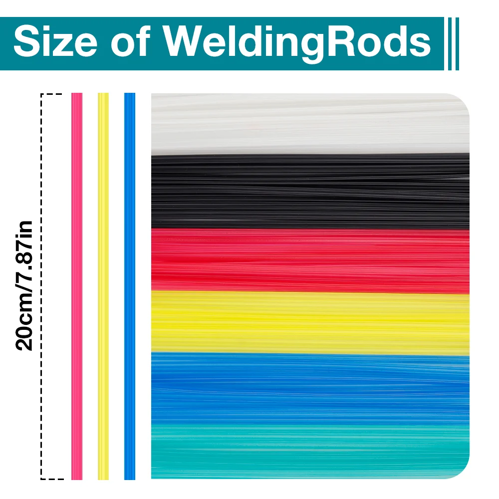 60PCS Plastic Welding Rods Colorful PP Welding Sticks DIY 20cm 5x2mm for Plastic Welder Guns Car Bumper Repair Welding Supplies