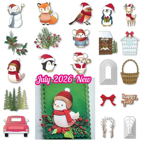 July 2026 New Birch Press Design Christmas Snowman Penguin Metal Cutting Dies for DIY Handmade Album Photo Scrapbooking Calenda