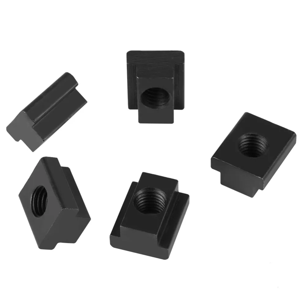 5pcs Sliding Black Oxide Finish T Slot Nuts Durable Industrial Sliding Nuts T Track Nut Machine Tool Tables