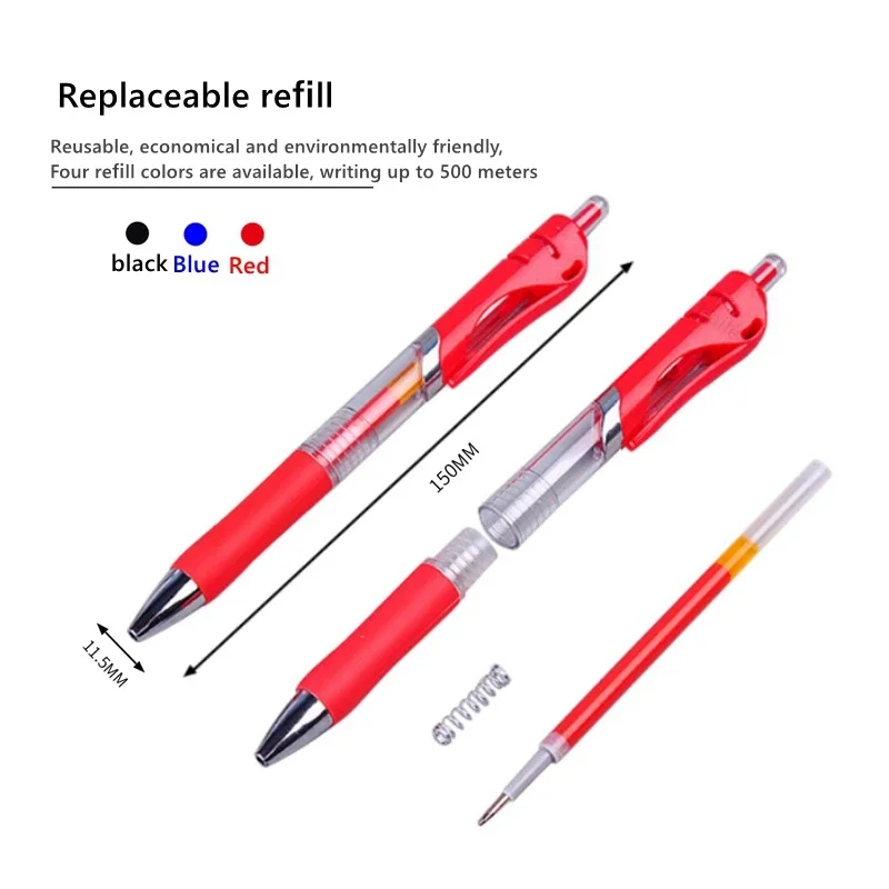 Large Capacity Business Retractable Gel Pens Refills 0.5mm Black blue ink Ballpoint School Student Exam Writing Supplies