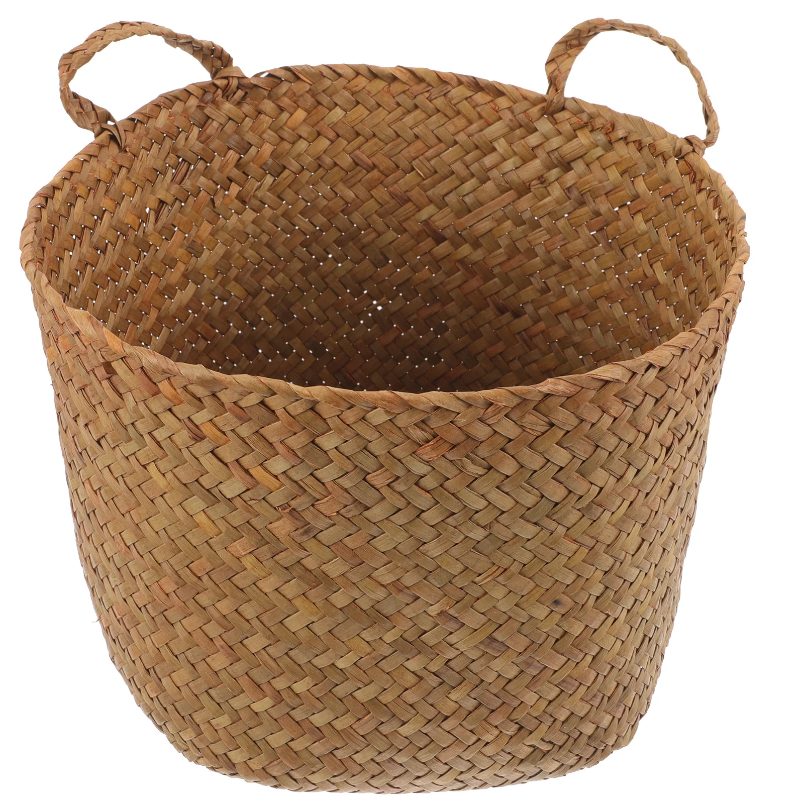 

1pcs Straw Woven Cat Ears Basket Large Coffee Color Handmade Storage Organizer for Home Desktop Decor Plant Pot Holder
