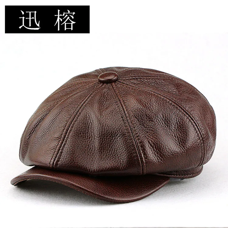 

Мужской кожаный берет, кепка газетчика, осенняя восьмиугольная плоская кепка в винтажном британском стиле для женщин