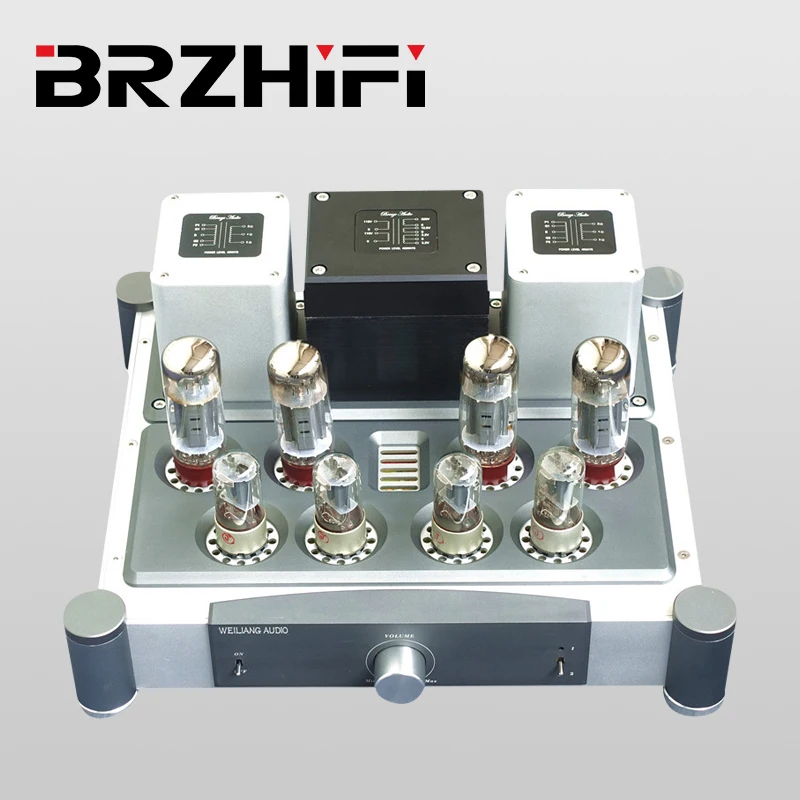 BRZHIFI Hot Sell A40 WEILIANG 40W*2 EL34 Aluminum Tube Amplifier Audio Power Amp Home Theater Stereo Amplificador For Audiophile