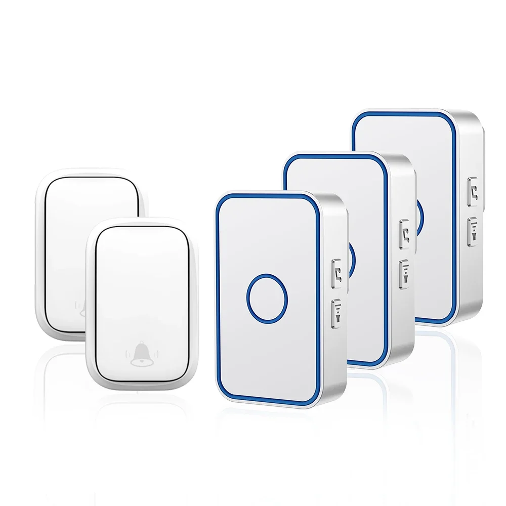 CACAZI Self powered Wireless Doorbell Waterproof No Battery Required Home Cordless Door Calling Bell 60 Chimes US EU UK Plug