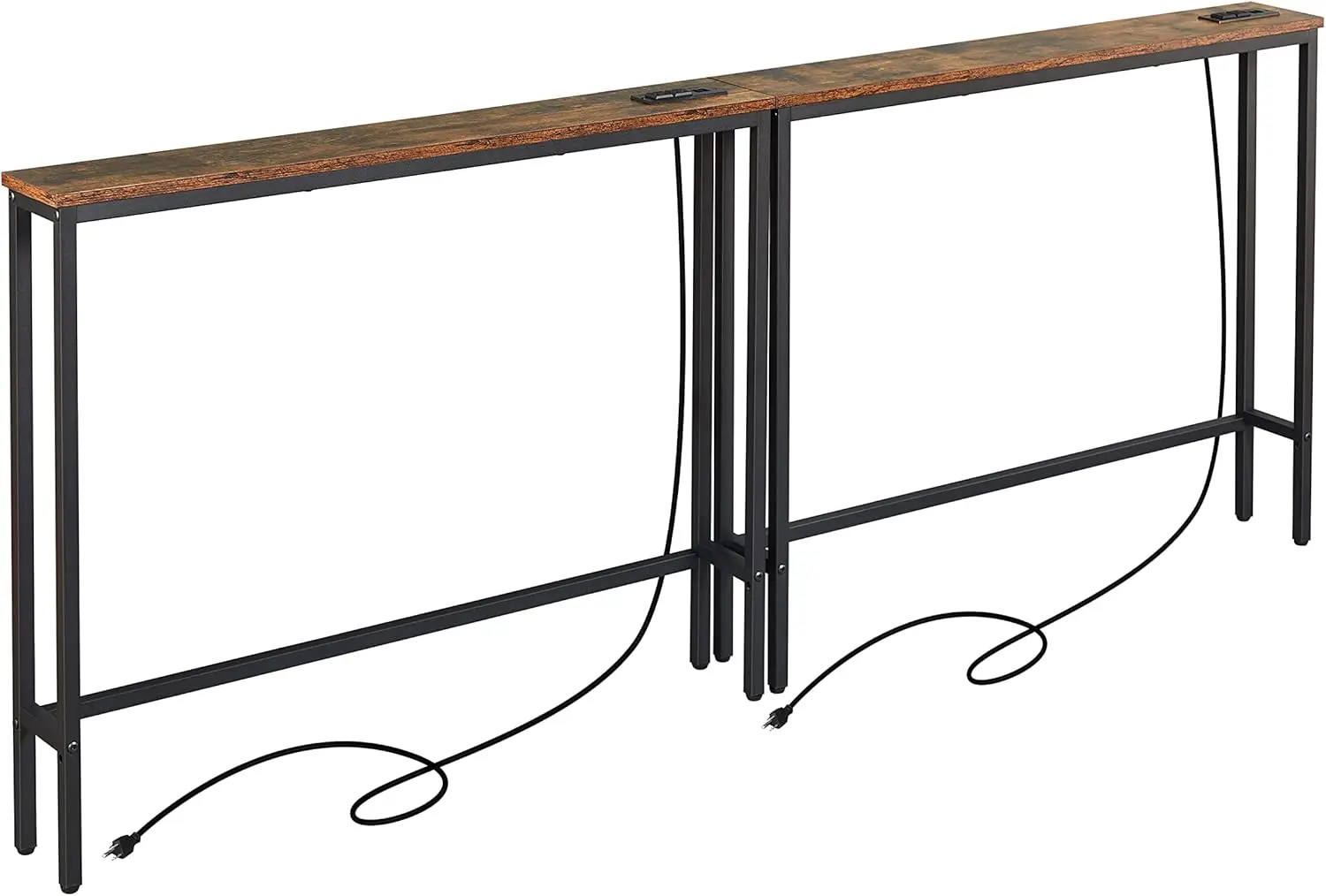 

Narrow Sofa Console Table with Power Outlets, 5.9" D x 39.4" W x 31.1" H, Metal Frame and USB Ports for Living Room