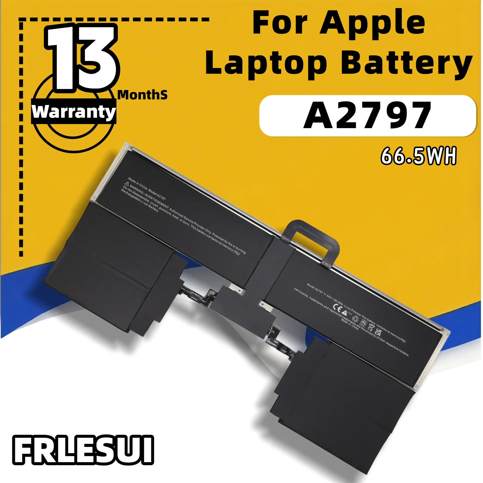 FRLESUI A2797 Replacement Notebook Laptop Battery 66.5Wh For MacBook Air 15.3‑Inch M2 2023 M3 2024 A2941 A3114 Li‑Polymer