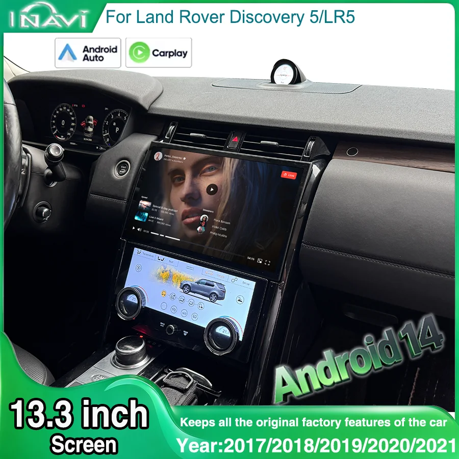 13.3 inch For 2017-2021 Land Rover Discovery 5/LR5 Android radio CarPlay Screen Multimedia player full touchscreen and ac panel