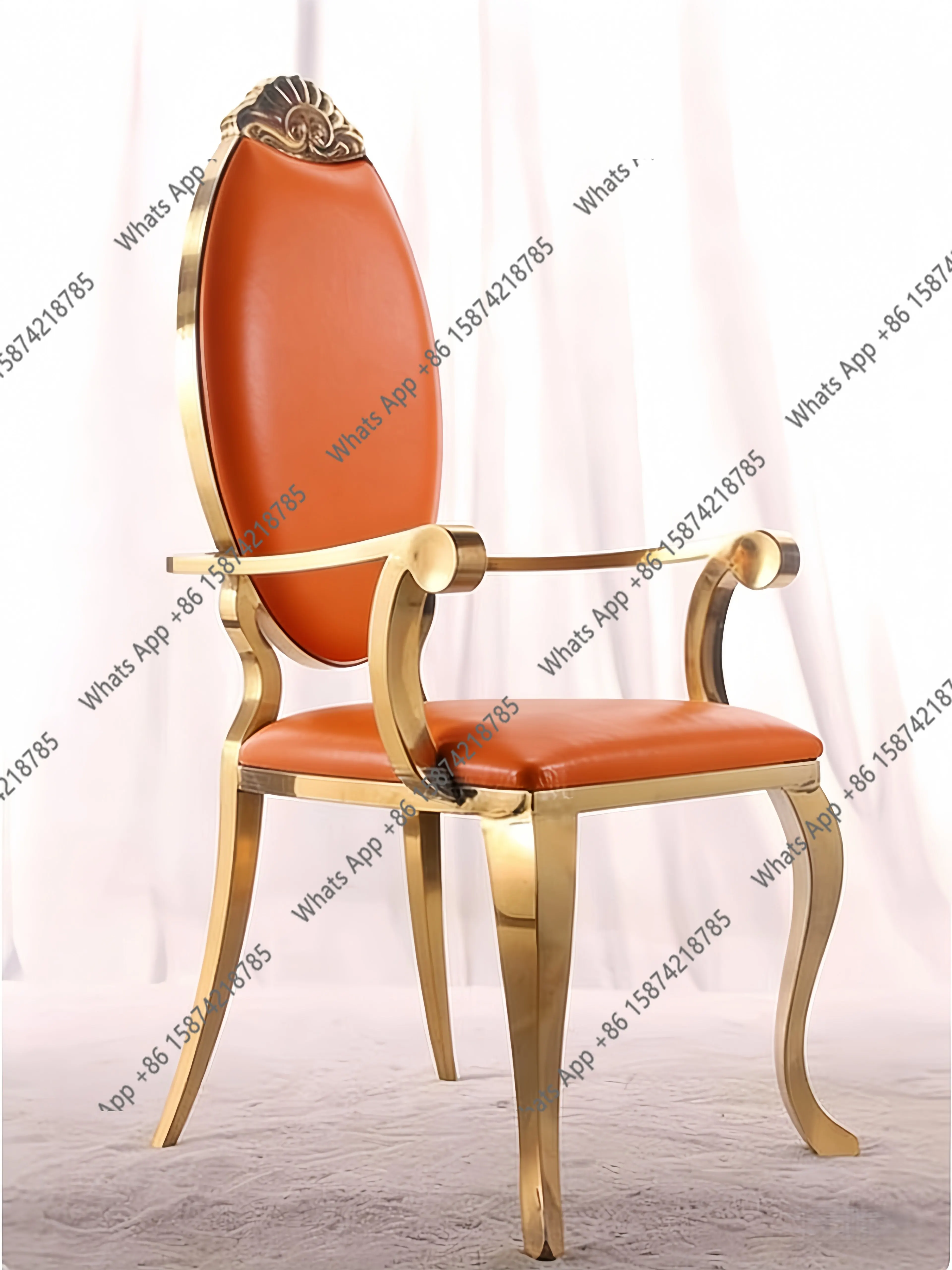 

Light luxury stainless steel with armrests Gold luxury dining chair Home high-end design Microfiber leather dining chair