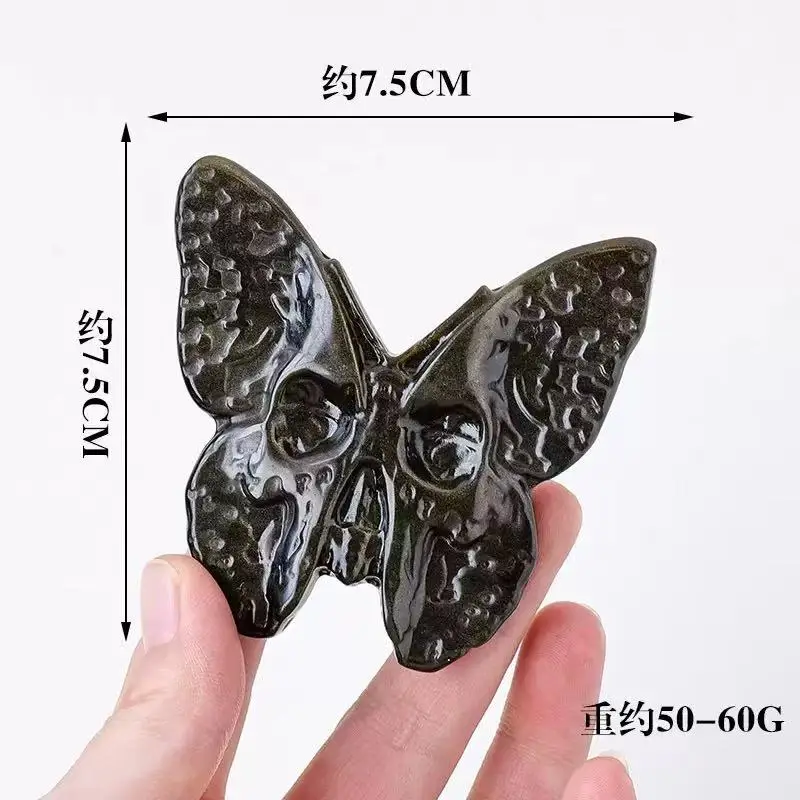 

Silver golden Obsidian Butterfly Skulls Crystal Dragon Skull Carvings Stones For Decor