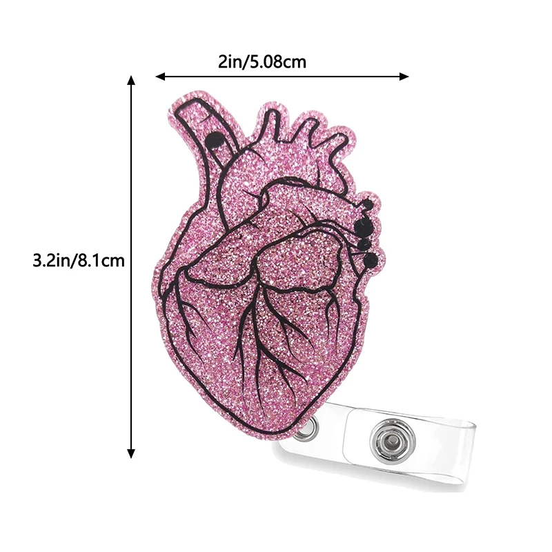 引き込み式のハートIDカードホルダー,紛失防止バッジ,ナイロンコード,フラットIDストラップ,看護師