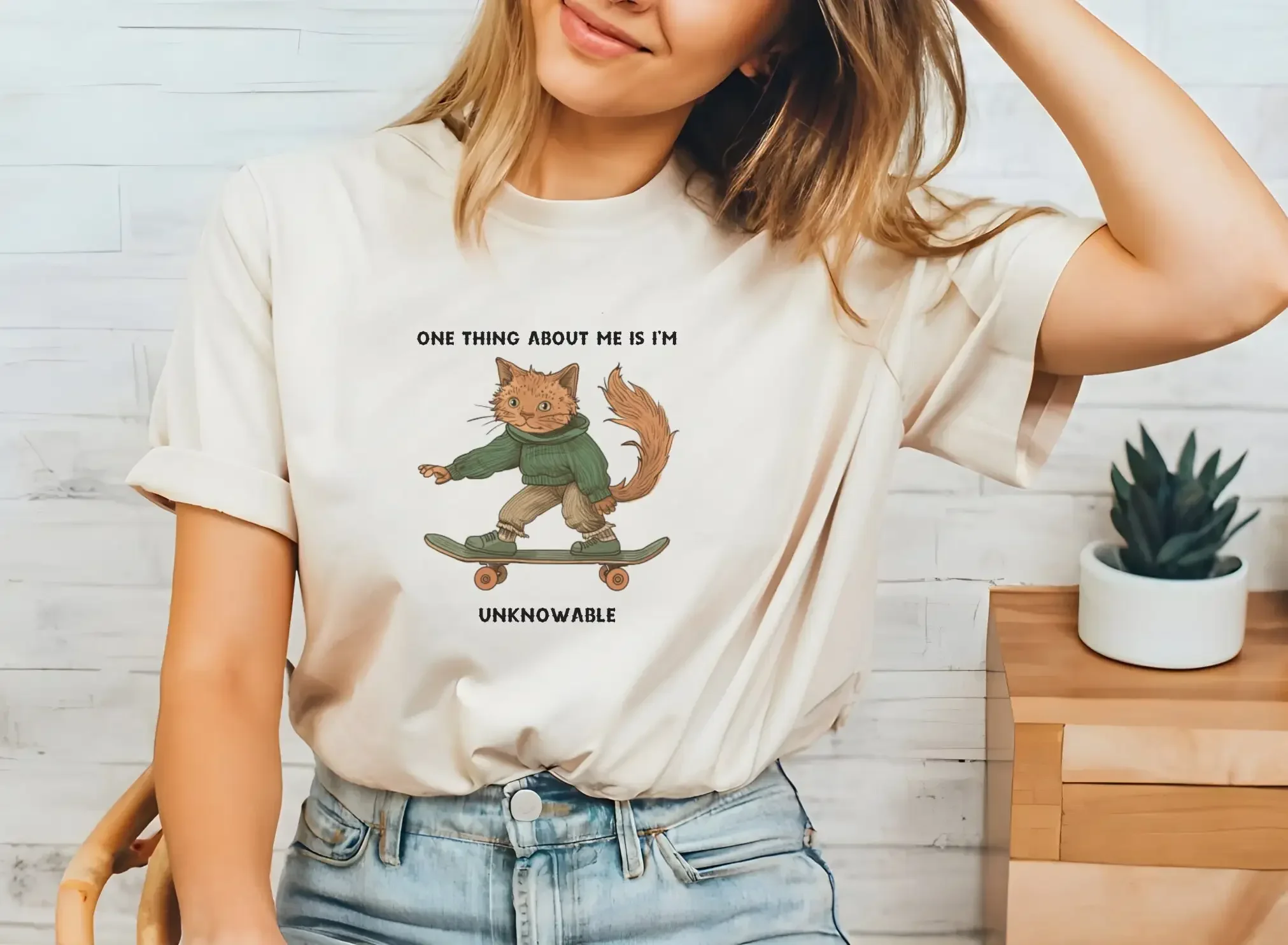 Unknowable Cat T Shirt Cotton Kitten Crazy Lady Funny Cute Whiskers For Her