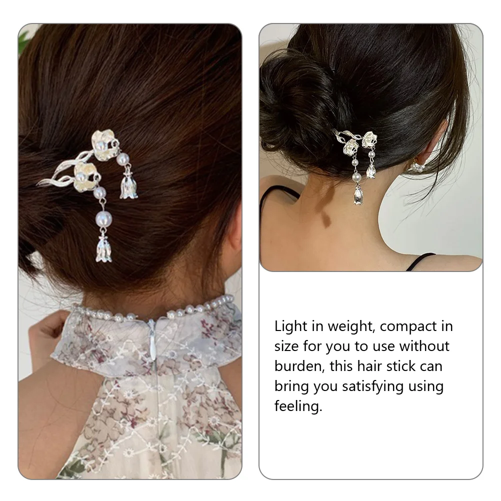 

2pcs Pearl Flower Hairpin Lightweight Women Accessories Hair Bun Styling Retro Party Wedding HairDecoration