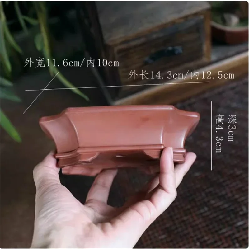 yesPurple Clay Handmade Pottery Bonsai Pot,Small Vase,Octagon Shape,Tradition Chinese Dormitory Home Room Garden Decoration