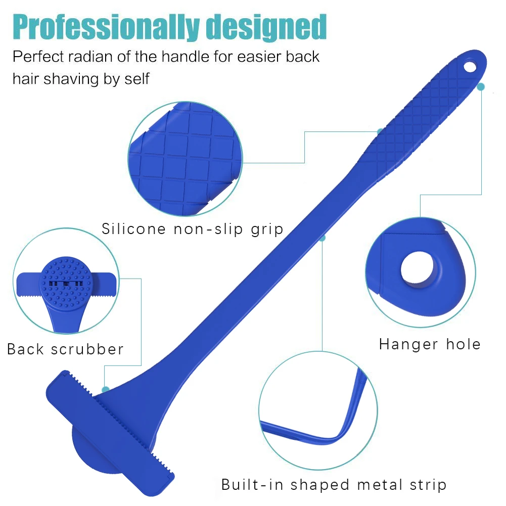 2 In 1 Men Back Shaver Hair Body Shaver Safety Long Handle Foldable Back Trimmer Body Leg Long Handle Removal Shaving Razor Tool
