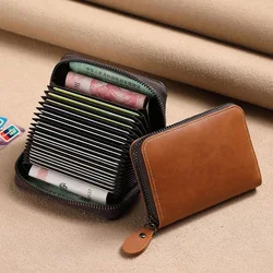 Porta carte Multi Slot portafoglio Vintage piccolo donna uomo Business Bank borsa per carte di credito cerniera porta soldi portafoglio in pelle PU