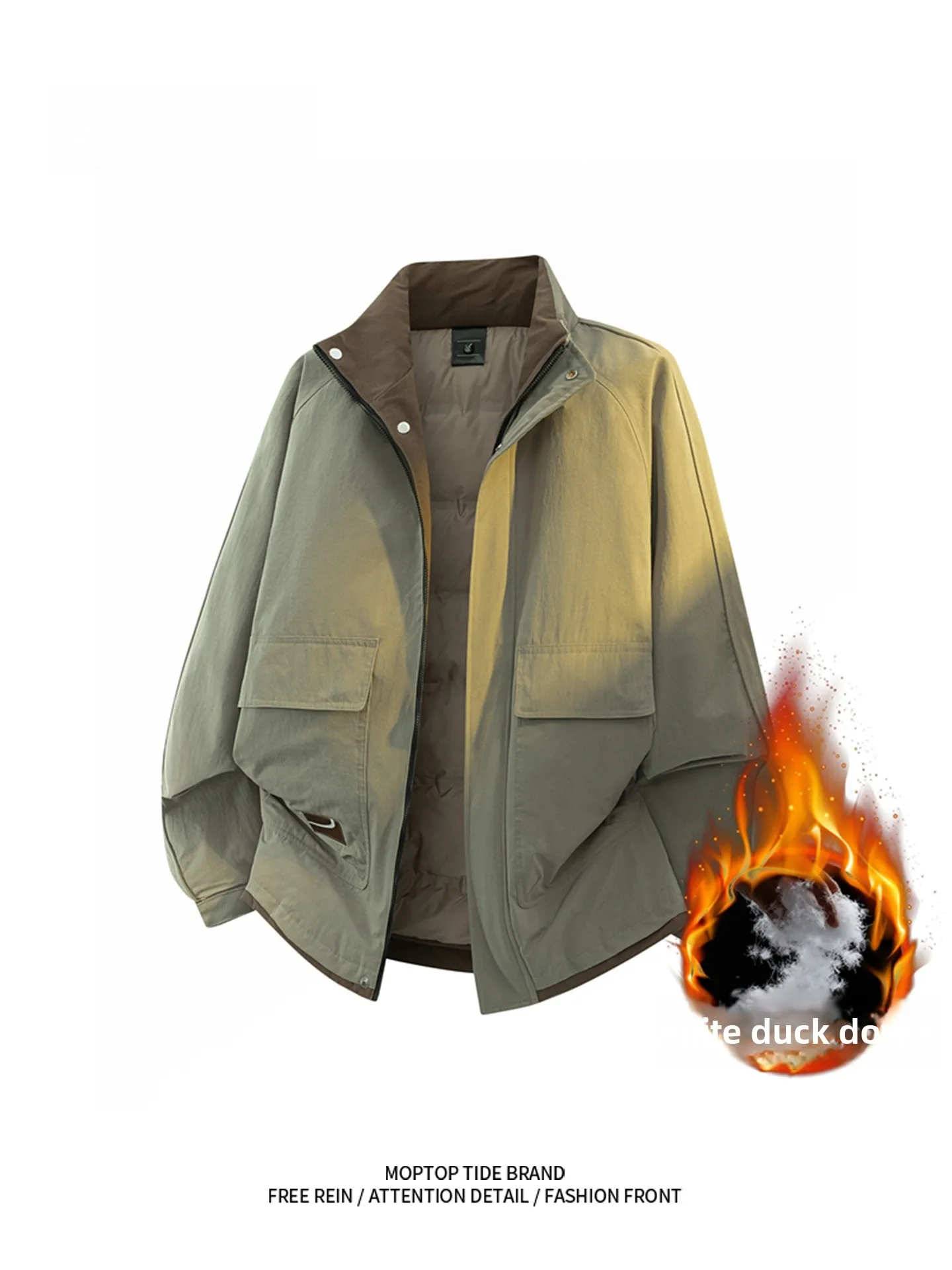 

Мужская утепленная куртка-пуховик MMOPTOP с воротником-стойкой, свободного кроя, из утолщенного белого пуха, зимняя рабочая одежда