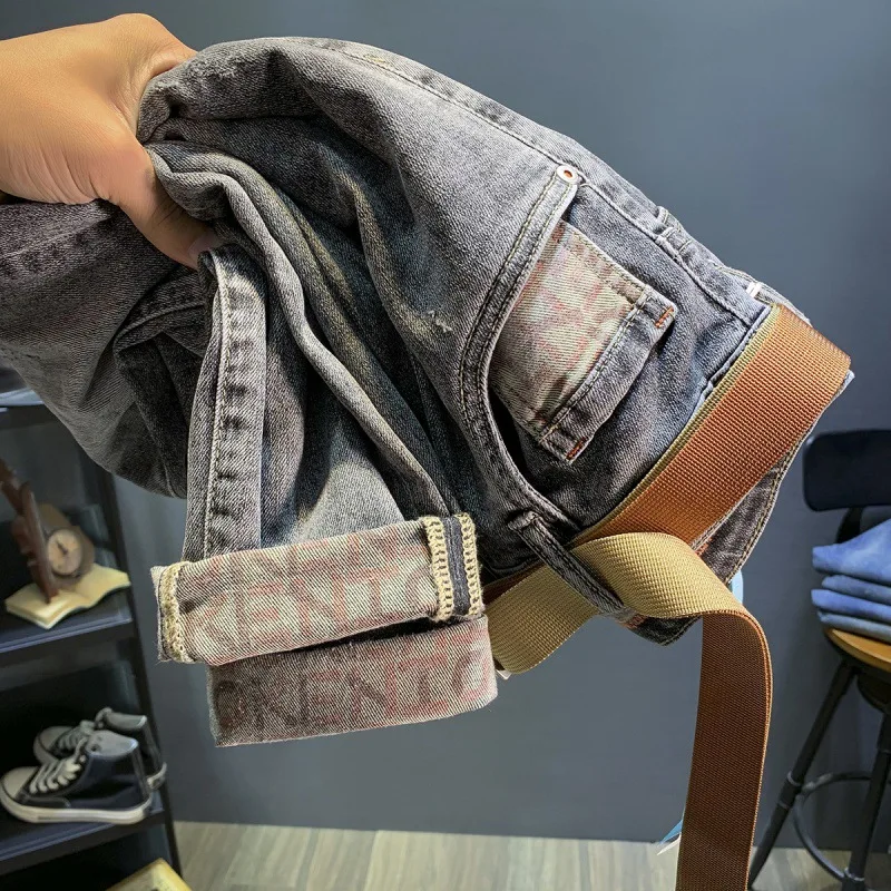 2024 Summer Fashion Fashion Brand Jeans Men's Thin Stretch Casual Versatile Ruan Handsome Slim Fit Ankle-Length Pants