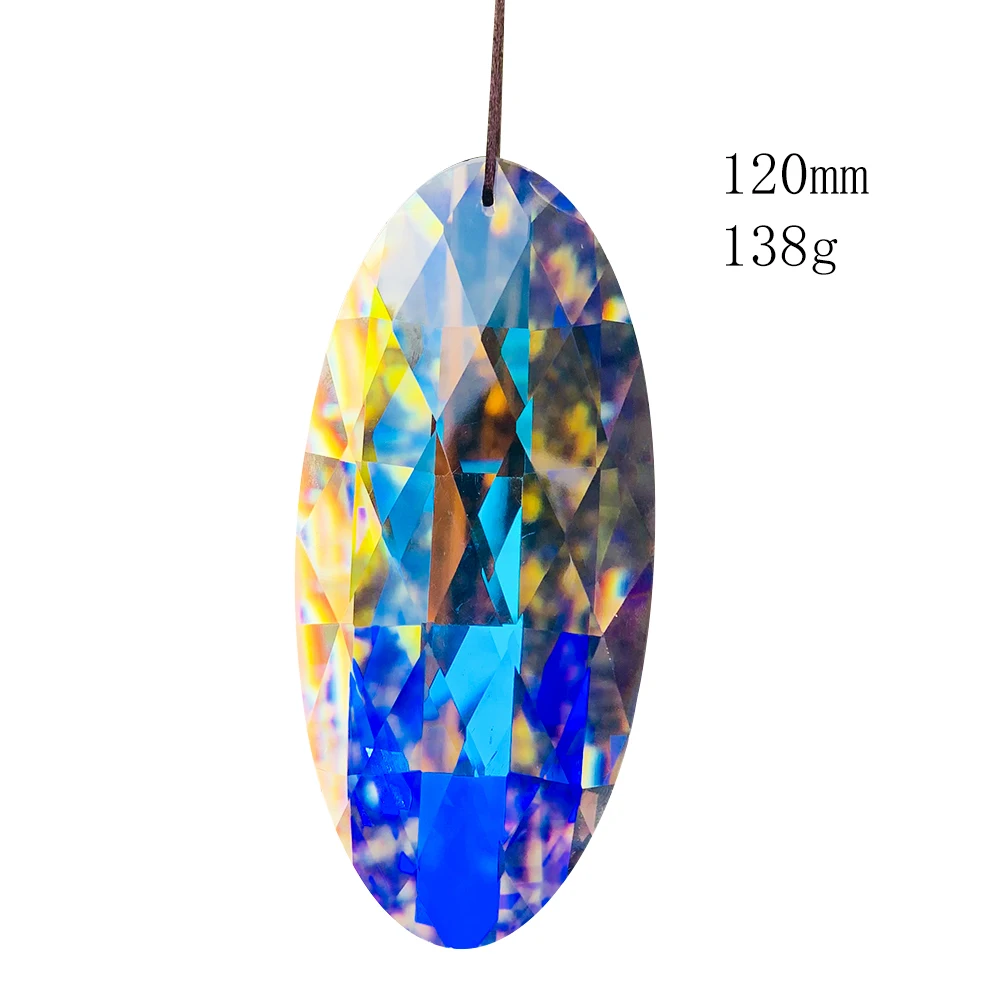 

120MM Oval Crystal Decor Colorful Chandelier Lighting Suncatcher for Windows Ornament Rainbow Maker Scarer Hanging Party