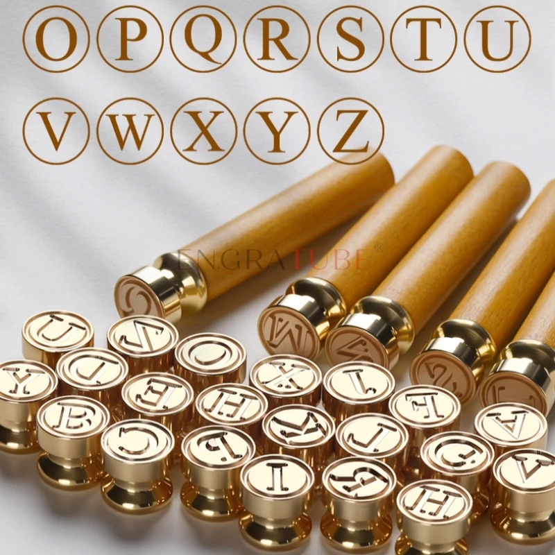 15mm Mini Letter Sealing Wax Stamp Brass Replace Heads With Handle Alphabet A-Z For DIY Envelope Card Wedding Gifts Scrapbooking