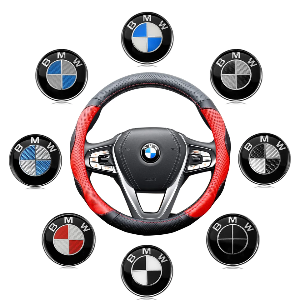45mm BMW Steering Wheel Emblem Sticker For M Power E46 G80 F48 E84 G01 X6 G07 F30 G11 X1 X3 X5 Car Interior Badge valve caps