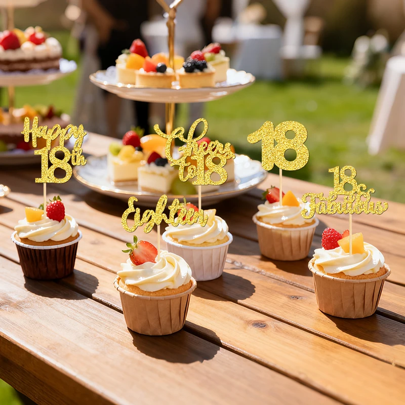 YOMDID 25 Cupcake-Topper zum 18. Geburtstag, glitzernde Cupcake-Topper zum 18. Geburtstag, glitzernde Cupcake-Picks zum 18. Geburtstag – Detail 6