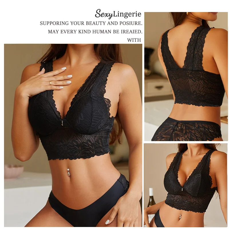 Reggiseno Sexy senza cuciture donna di alta qualità Patchwork pizzo Push Up reggiseno sportivo femminile senza schienale sottile Lingerie invisibile S-L