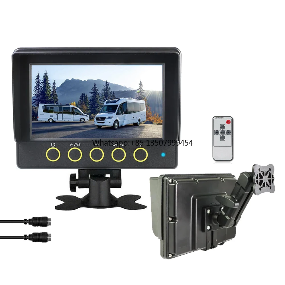 

7 Inch Waterproof Screen Car Monitor 2 Channel IPS Screen Support AHD 1080 12-24V for Forklift SUV Pickup Vehicle Truck Bus RVs