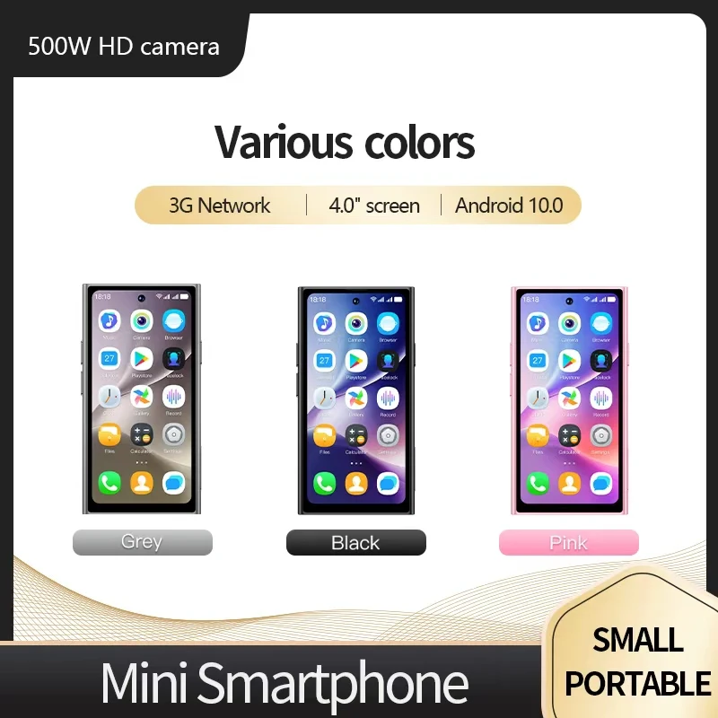 ONEMYTH S25Pro Mini Smartphone | 4-inch 2000mAh Battery 3G Network 2GB+16GB Android 10.0+Play Store Multiple Colors