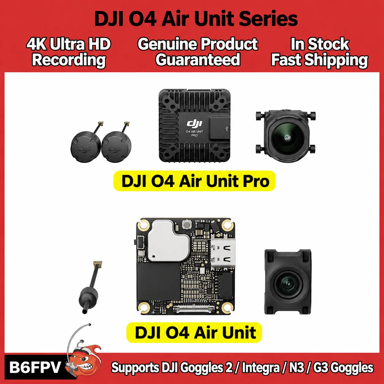 DJI O4 Air Unit Series Flagship FPV System: 4K Pro, High FPS, Low Latency, Long Range Drone Accessory