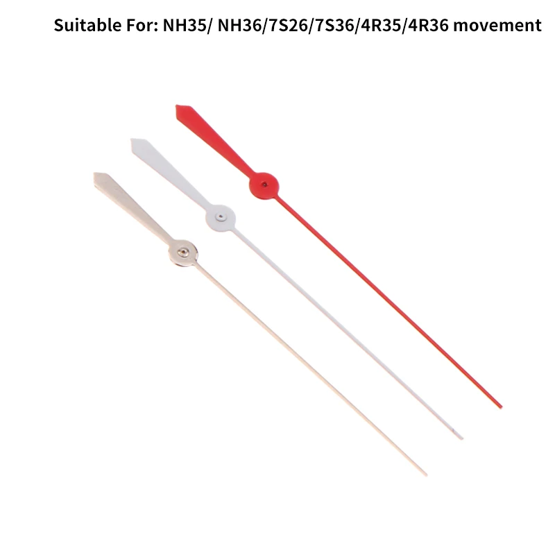 1PC For NH35 NH36 NH38 NH70 NH72 Movement Watches Pointers 12.5mm Single Second Hand White Silver Red Watch Hands